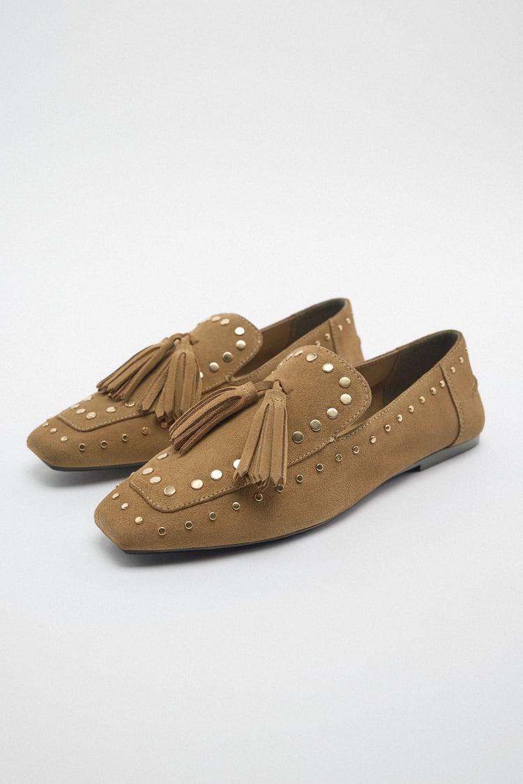 SUEDE STUDDED MOCASSINS 