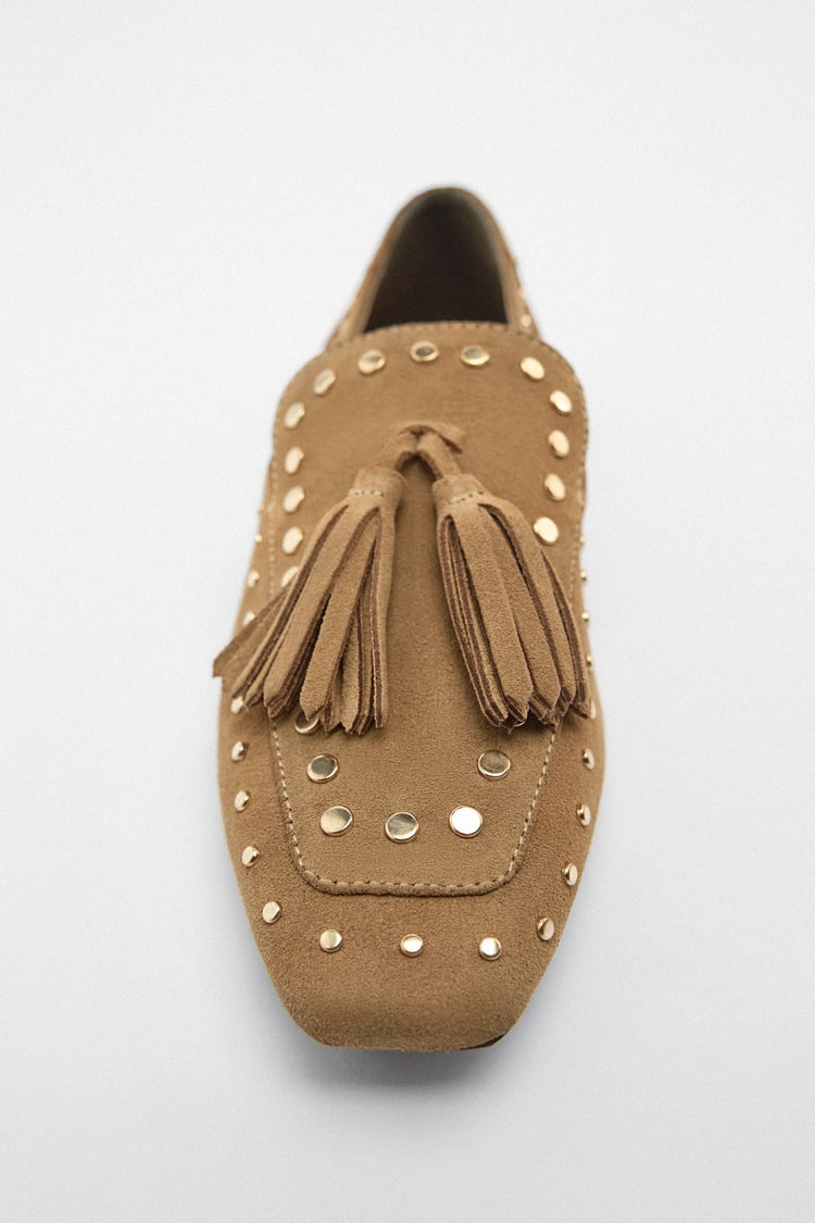 SUEDE STUDDED MOCASSINS 