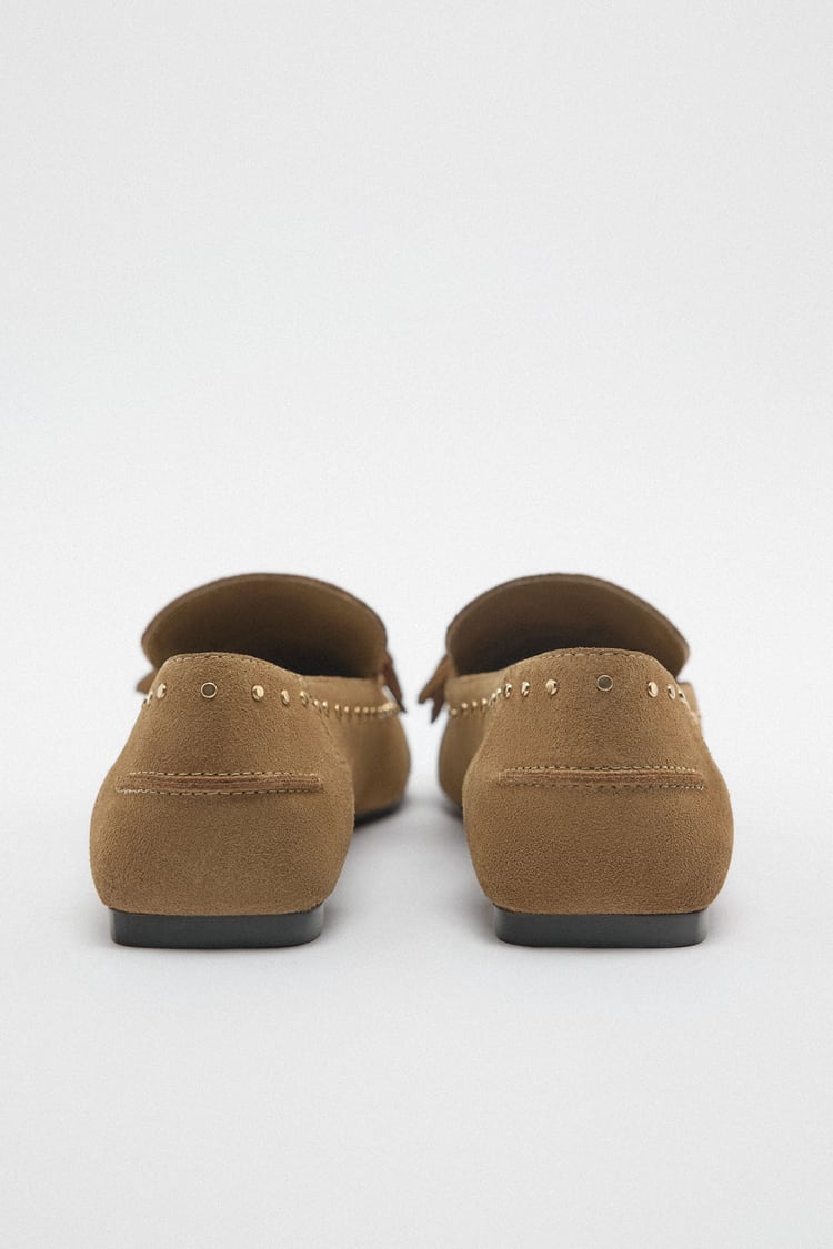 SUEDE STUDDED MOCASSINS 