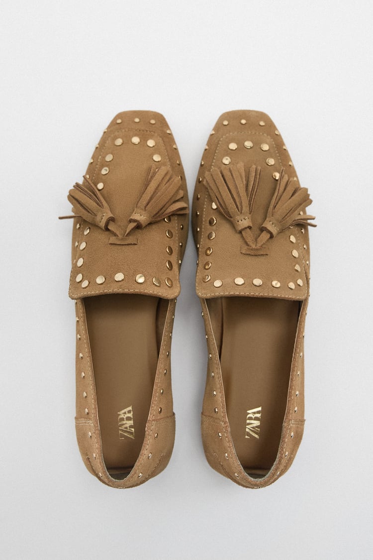 SUEDE STUDDED MOCASSINS 